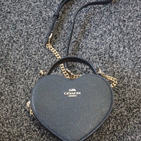 Coach Black Heart Mini Bag with Gold Chain - Picture 1 of 1